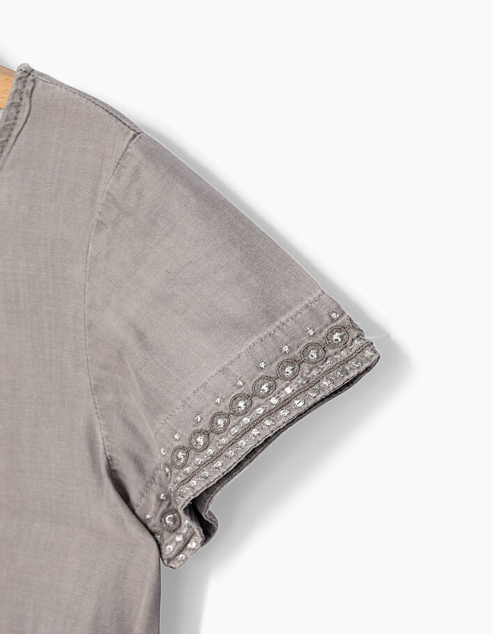 Vloeiende grijze jurk borduursels - IKKS