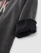 Girls’ used black sweatshirt dress with slogan-4
