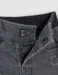 Grijze jeans print en ribboord in taille babyjongens-5