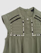 Robe kaki jacquard plastron brodé fille-3