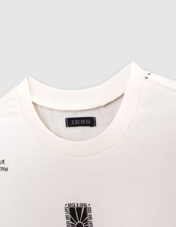 Boys’ ecru T-shirt with rock drawings-3