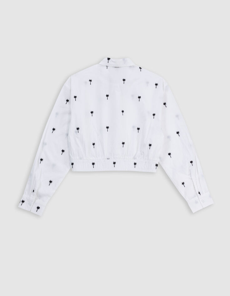 Camisa blanca cropped bordados palmeras niña-5
