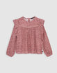 Girl's pink floral print blouse-2