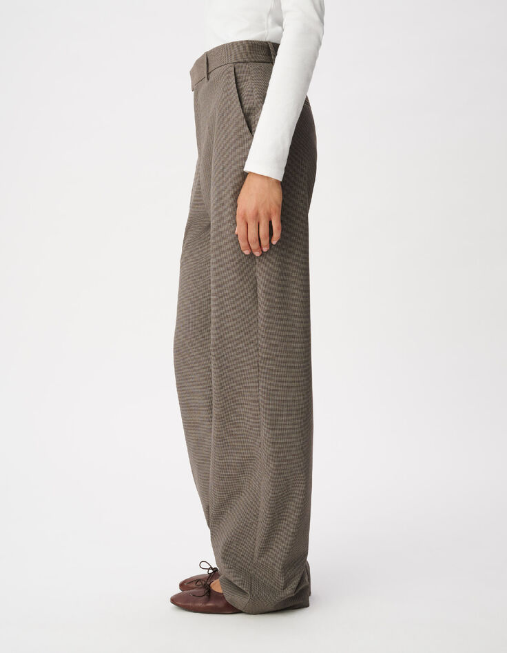 Pantalon de tailleur beige motif pied-de-puce Femme-5