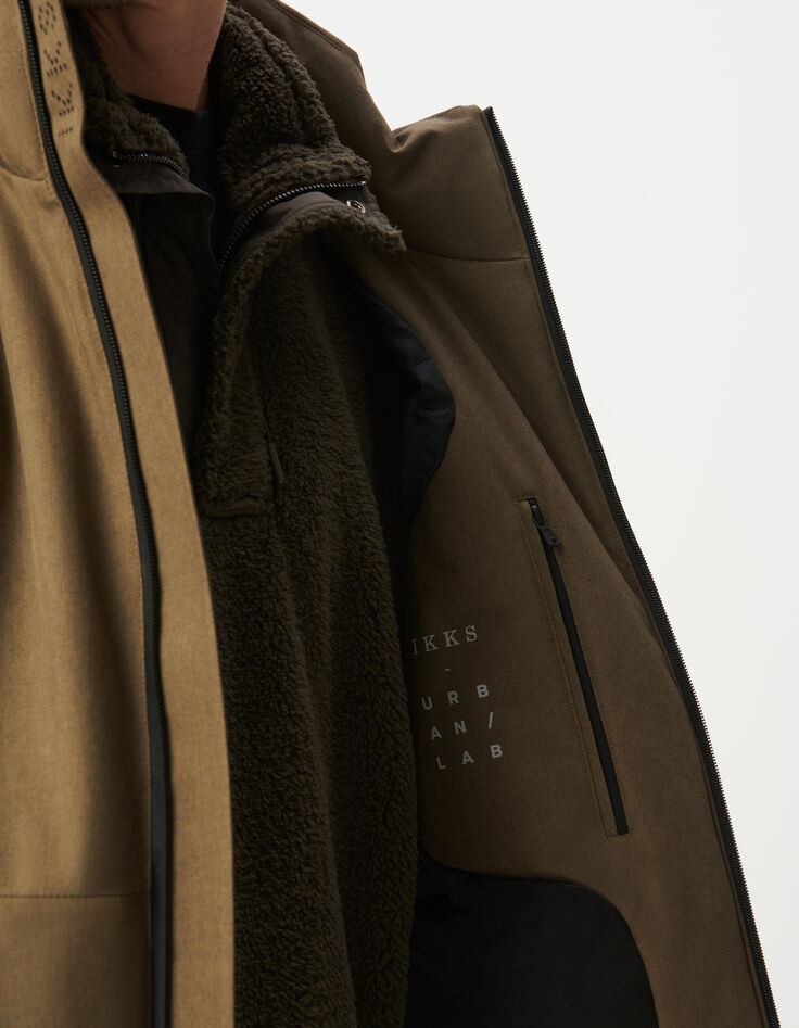 Men’s beige WATERPROOF hooded padded jacket-4
