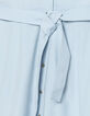 Robe chemise bleu ciel boutonn&eacute;e ceintur&eacute;e Femme-9
