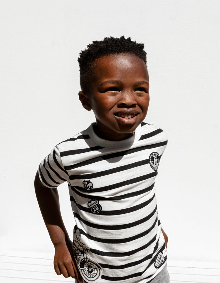 T-shirt blanc rayé noir IKKS - MICKEY-5