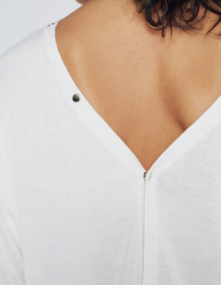 Cárdigan punto blanco roto reversible mujer-4