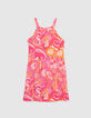 Rosa Mädchenkleid mit psychedelischem Print-3