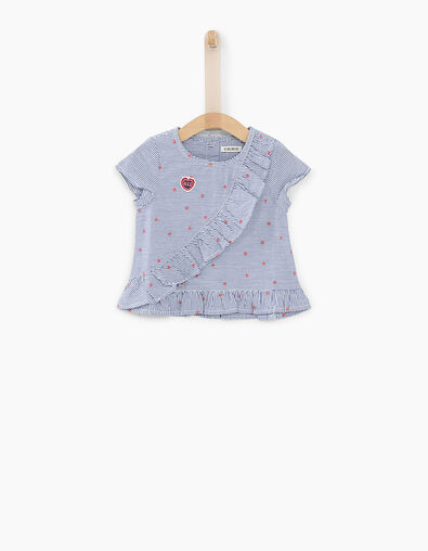 Baby girls’ sky blue coral star striped embroidered top - IKKS