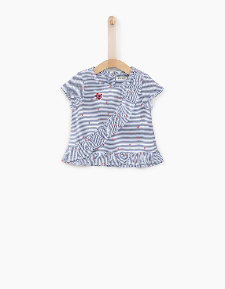 Gestreepte hemelsblauwe top met sterren babymeisjes-1 Gestreepte hemelsblauwe top met sterren babymeisjes-1