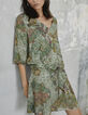 Cremeweißes Damenkleid mit Paisley-Print-5