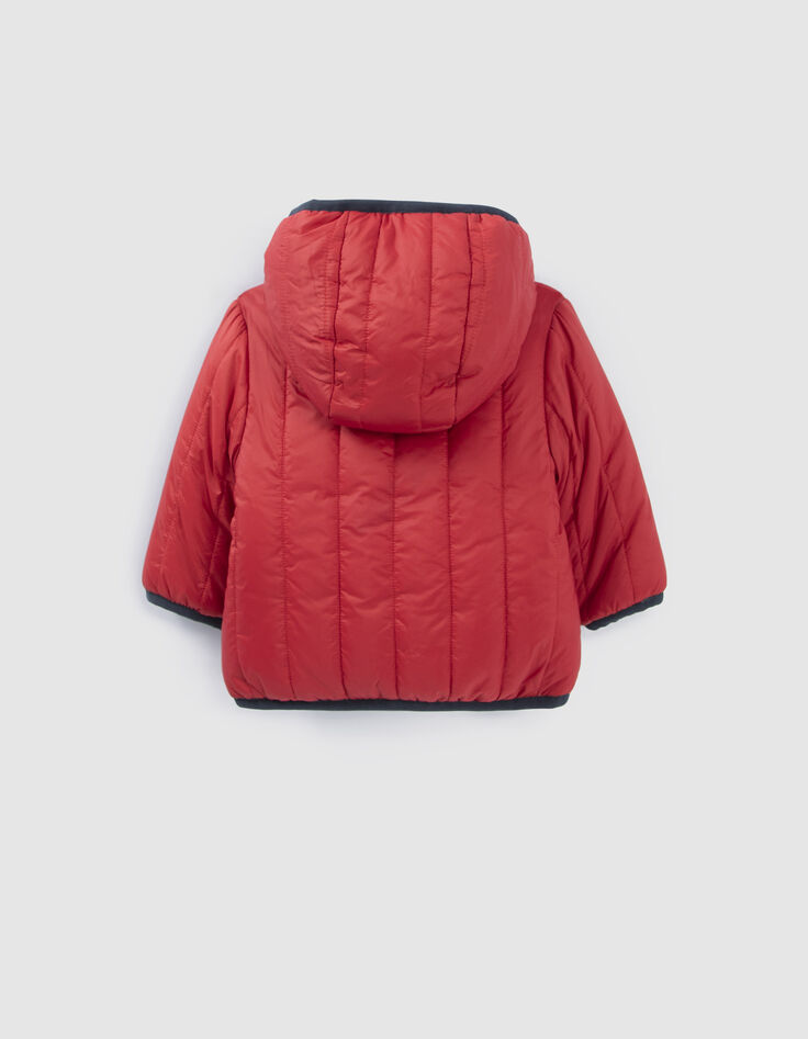 Baby boys’ grey print/red reversible padded jacket-5