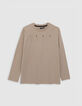 Camiseta beige algodón diseño maxi espalda niño-1