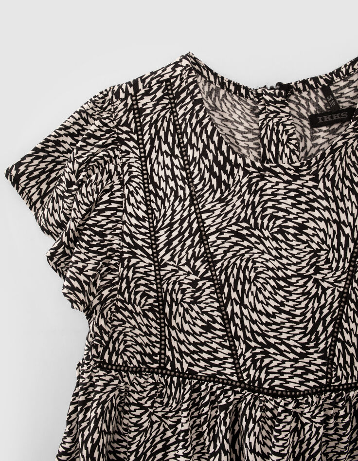 Blouse noire Lenzing&trade; Ecovero&trade; imprim&eacute; graphique fille-4