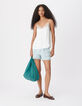 Short en jean bleu d&eacute;lav&eacute; maxi poches Femme-1