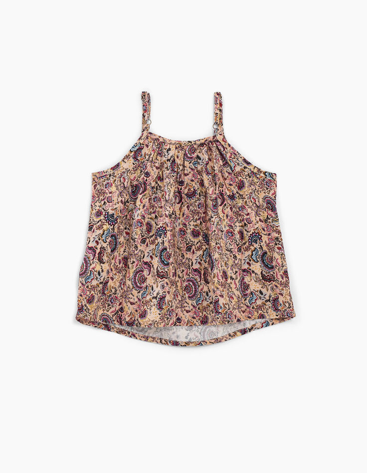 Top rose poudré imprimé cachemire et foil or fille-3