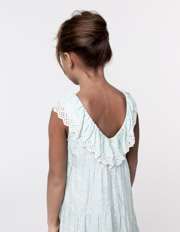 Aqua Maxikleid, Blumenprint, Mädchen-3