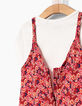 Vestido 2 en 1 naranja con flores y camiseta niña-6