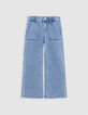 Blaue LARGE-Mädchenjeans mit Schalgürtel-3
