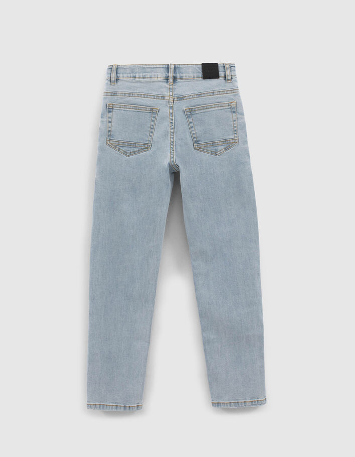 Boys’ blue straight jeans with placed distressing - IKKS