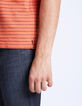 Orangefarbenes Herren-T-Shirt mit Streifenjacquard-6
