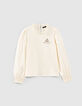 Girls’ ecru T-shirt with ruff collar-1