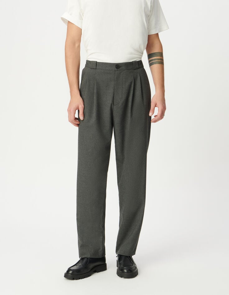 Men’s grey pinstripe suit trousers-2 Men’s grey pinstripe suit trousers-2