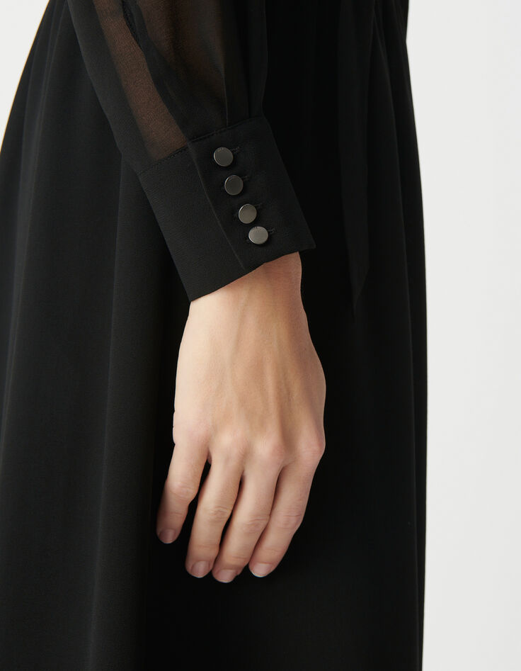 Black long dress with lavallière collar Women-5