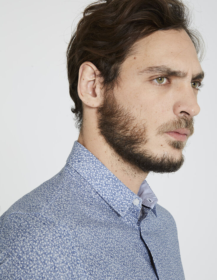 Chemise bleu indigo délavé homme -4 Chemise bleu indigo délavé homme -4