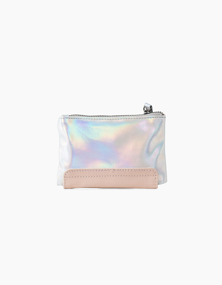 Porte-monnaie et cartes iridescent et rose fille-3