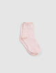 Ecru,rosa, rote und marinefarbene Mädchensocken-6