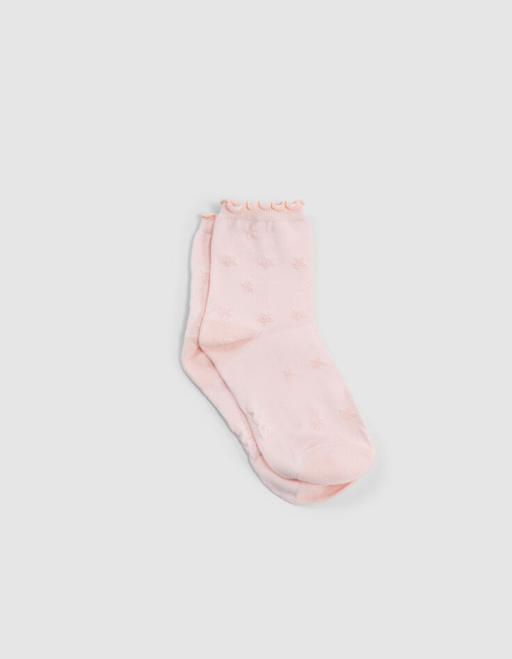 Ecru,rosa, rote und marinefarbene Mädchensocken-6