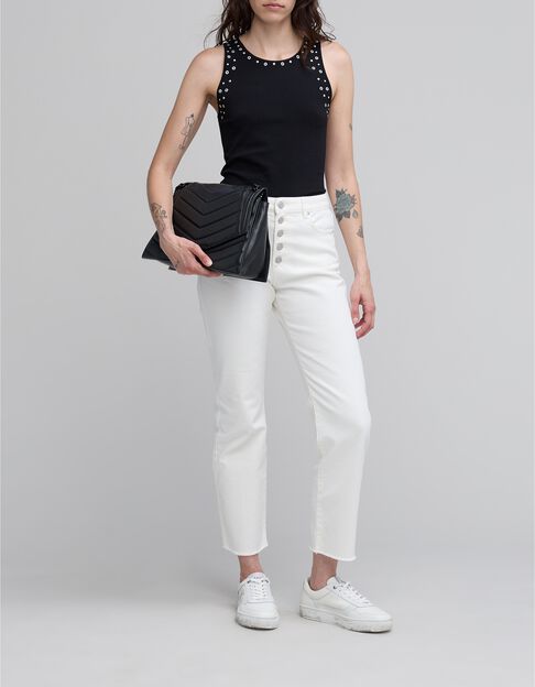 Vaquero recto de mujer marfil con botones - IKKS