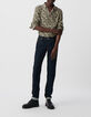 Men&rsquo;s khaki SLIM shirt with floral skull print-1