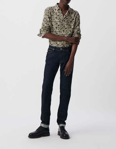 Men&rsquo;s khaki SLIM shirt with floral skull print - IKKS