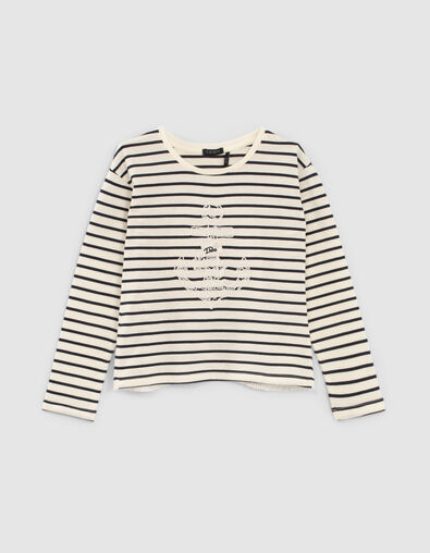Cremewei&szlig;es und marineblaues M&auml;dchenmatrosenshirt - IKKS