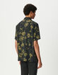 Braunes Regular-Herrenhemd Rosen-Print Pixel-3