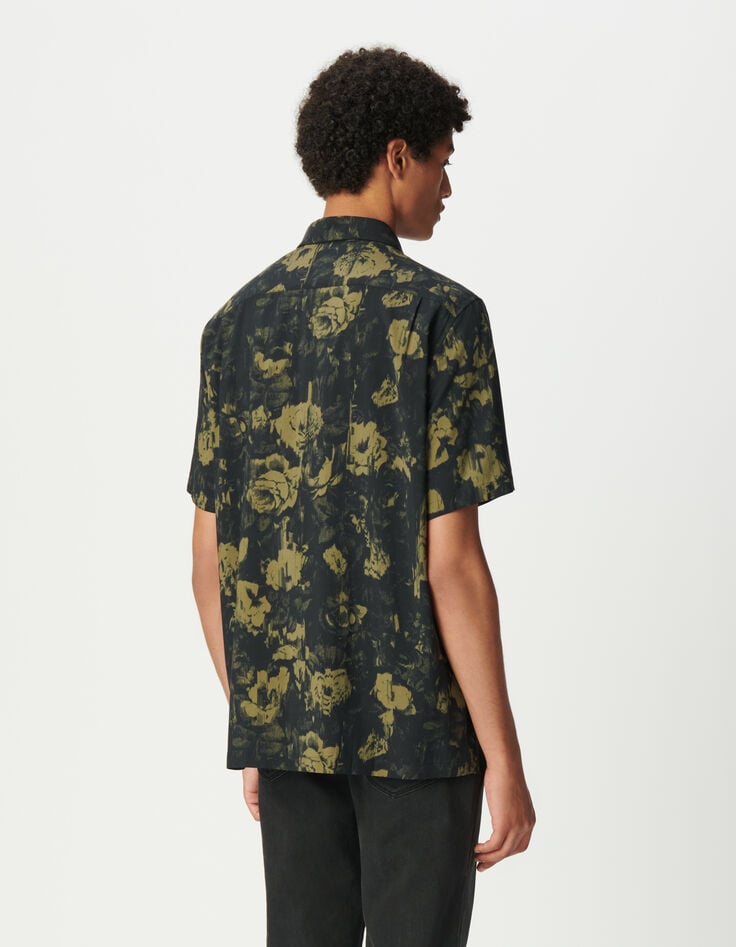 Camisa REGULAR marrón rosas pixelado hombre-3 Camisa REGULAR marrón rosas pixelado hombre-3