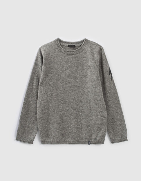 Boys’ grey wool & cashmere knit sweater, lightning detail