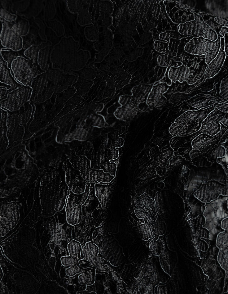 Chemise manches longues noire oversize tout dentelle Femme-7