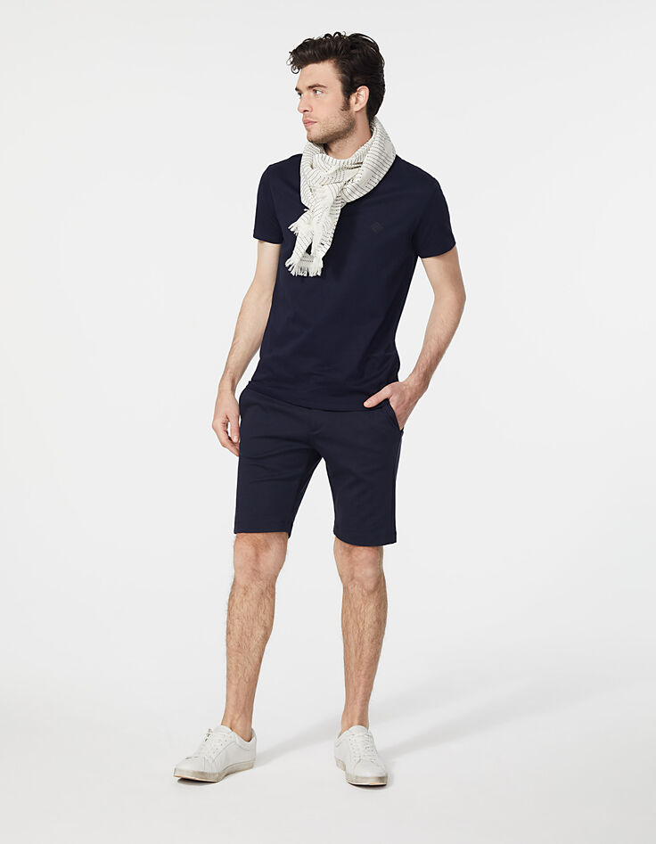 Bermuda chino SLIM marine maille Interlock Homme-7
