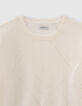 Cremeweißer Mädchenpullover im Ajours-Strick-2