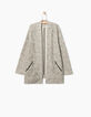 Cardigan gris &agrave; poches zipp&eacute;es fille-2