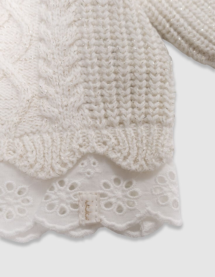 Cremeweißes Set Strickpulli rote Leggings Babymädchen-7 Cremeweißes Set Strickpulli rote Leggings Babymädchen-7