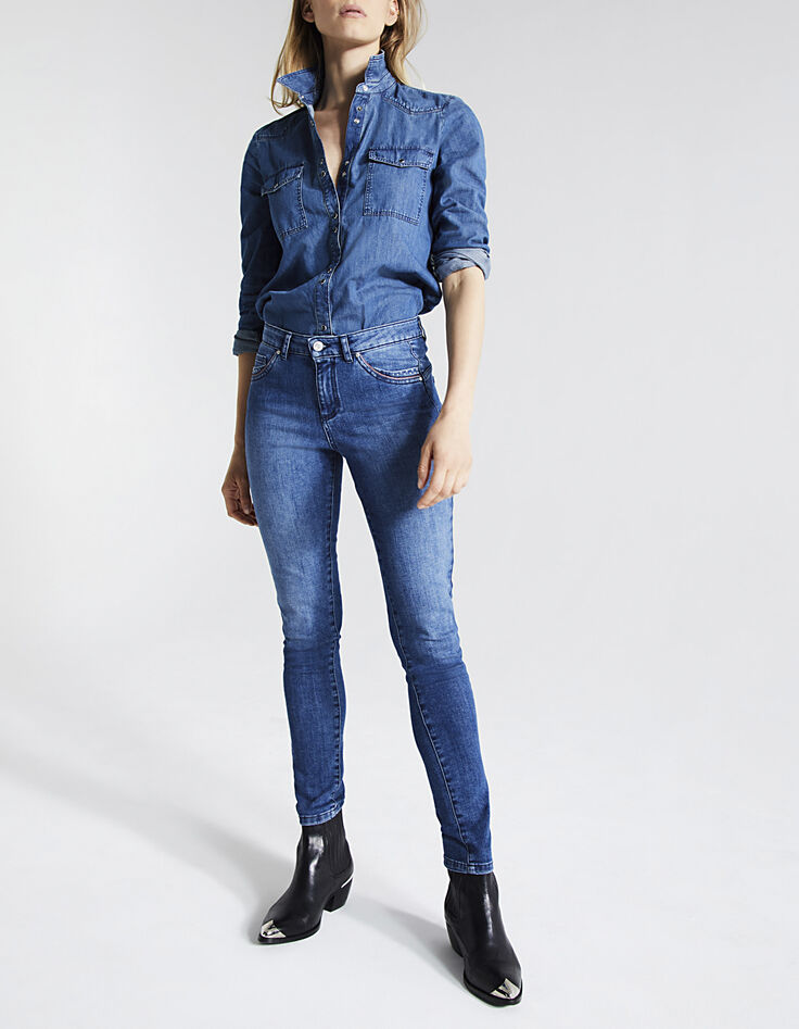 Women&rsquo;s blue mid-high 7/8 sculpt-up slim jeans-6