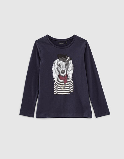 Girls&rsquo; navy dog in sailor top image T-shirt - IKKS