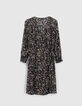 Robe portefeuille noire imprimé fusain Femme-7