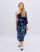 Women’s IKKS x GIGEEZ blue paisley motif asymmetric dress-1