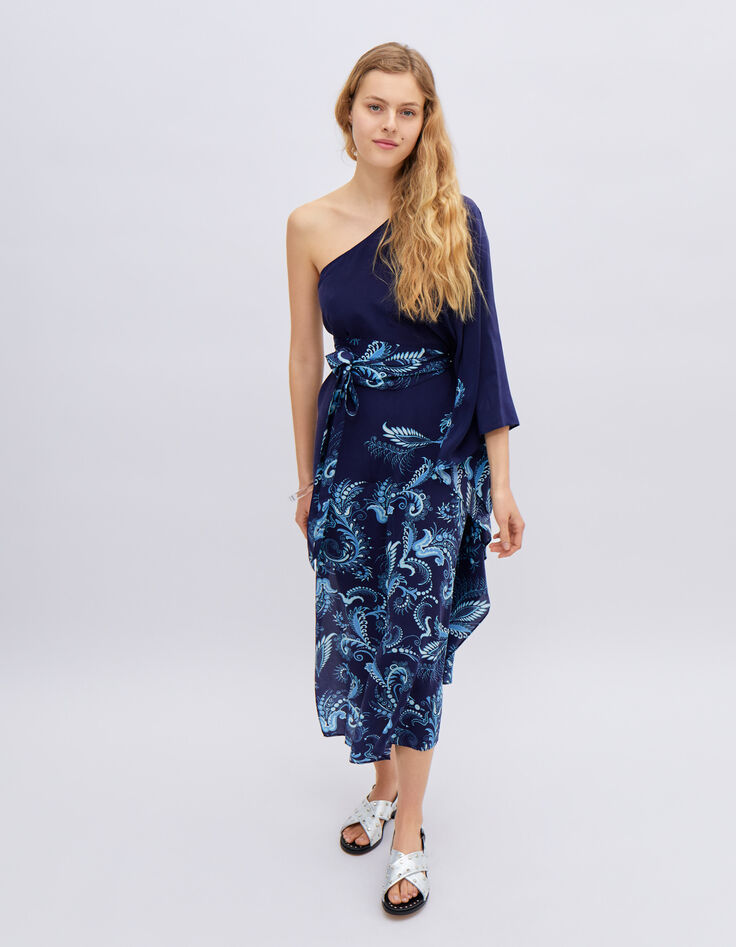 Women’s IKKS x GIGEEZ blue paisley motif asymmetric dress-1